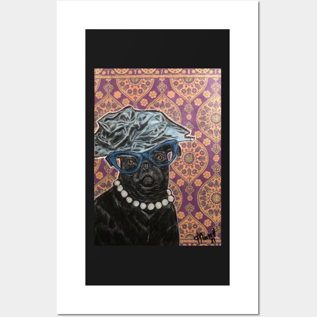 Black pearl pug Wall Art by Artladyjen